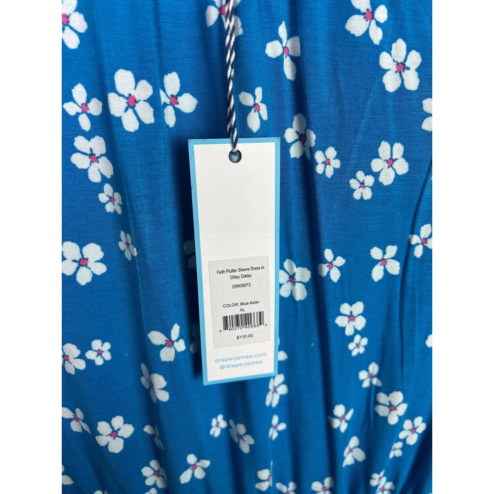Draper James Faith Flutter‎ Sleeve Dress Blue Aster Floral Tiered XL - Picture 6 of 10